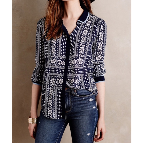 Anthropologie Tops - Anthropologie Maeve Printed Buttondown Top Sz 6 Anthropologie Tops - Anthropologie Maeve Printed Buttondown Top Sz 6
